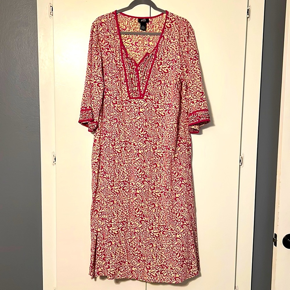 Pink and Cream Leopard Dress with Beading